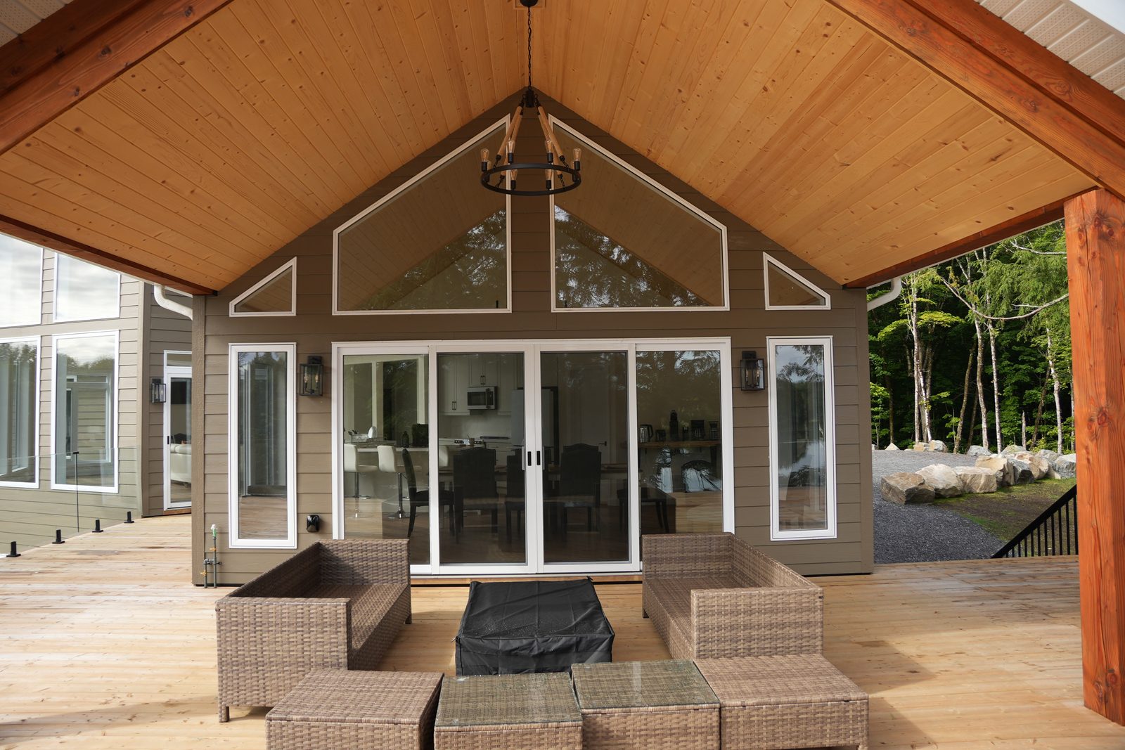 Covered deck and porch overlooking the lake